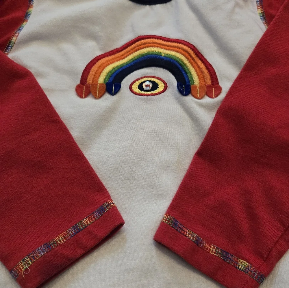 Vintage Y2k KHQ Sportswear Rainbow Button Embroidered 2pc Pants Top Set